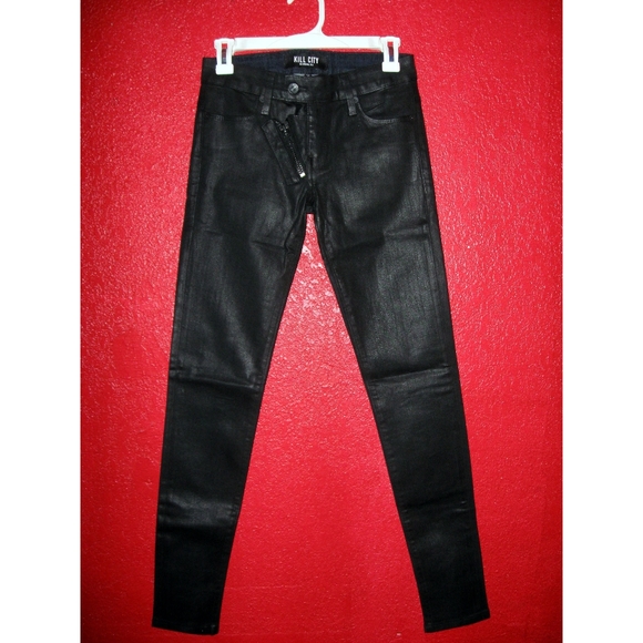 Kill City Lip Service Wax Coated Women Skinny Jeans Sz25 - Picture 11 of 12